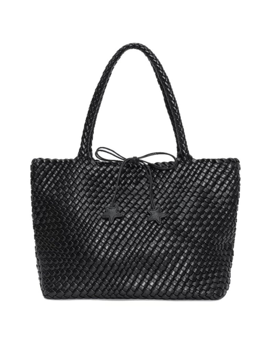 Handmade Vegan Leather Woven Tote Bag Set, Large Capacity Travel Shopping